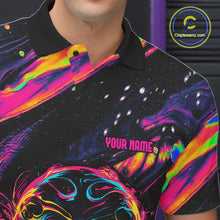 Load image into Gallery viewer, Custom Skull Holographic Bowling Shirt Bowling Team League Colorful Splatter Bowling Shirt For Men  NYN3194
