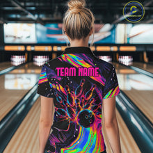 Load image into Gallery viewer, Custom Skull Holographic Bowling Shirt Bowling Team League Colorful Splatter Bowling Shirt For Women NYN3194