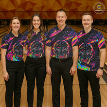 Load image into Gallery viewer, Custom Skull Holographic Bowling Shirt Bowling Team League Colorful Splatter Bowling Shirt For Women NYN3194
