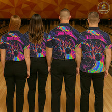 Load image into Gallery viewer, Custom Skull Holographic Bowling Shirt Bowling Team League Colorful Splatter Bowling Shirt For Women NYN3194