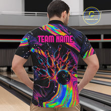 Load image into Gallery viewer, Custom Skull Holographic Bowling Shirt Bowling Team League Colorful Splatter Bowling Shirt For Men  NYN3194