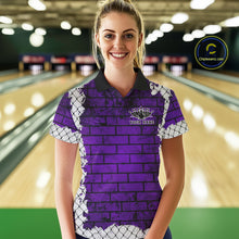 Load image into Gallery viewer, Purple Brick-Wall Fierce Bulldog Women Bowing Team Shirt Personalized Bowling Jersey For Bowlers NYN3195