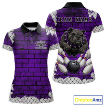 Load image into Gallery viewer, Purple Brick-Wall Fierce Bulldog Women Bowing Team Shirt Personalized Bowling Jersey For Bowlers NYN3195