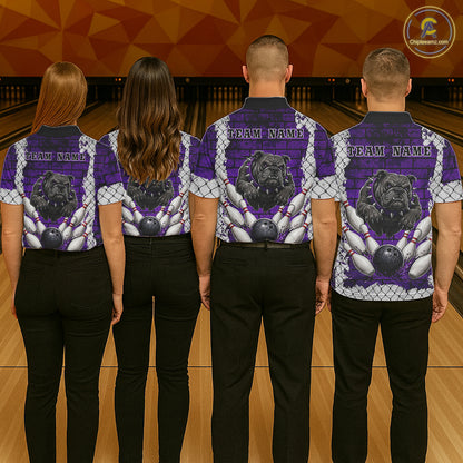 Purple Brick-Wall Fierce Bulldog Men Bowing Team Shirt Personalized Bowling Jersey For Bowlers NYN3195