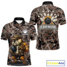 Load image into Gallery viewer, Hunting Bulldog Bowling Shirts For Men Custom Camo Bowling Team Jerseys Funny Bowling Attire NYN3196
