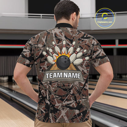Hunting Bulldog Bowling Shirts For Men Custom Camo Bowling Team Jerseys Funny Bowling Attire NYN3196