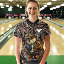 Load image into Gallery viewer, Hunting Bulldog Bowling Shirts For Women Custom Camo Bowling Team Jerseys Funny Bowling Attire NYN3196