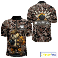 Load image into Gallery viewer, Hunting Bulldog Bowling Shirts For Men Custom Camo Bowling Team Jerseys Funny Bowling Attire NYN3196