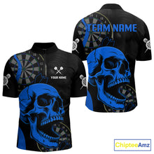 Load image into Gallery viewer, Personalized Skull Men's Quarter-Zip Darts Jersey Mockup, Professional Dart League Uniform
