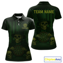 Load image into Gallery viewer, Custom Skull Shamrock Dartboard Patrick&#39;s Day Dart Polo Shirt For Women Patrick Dart Jersey NYN1359