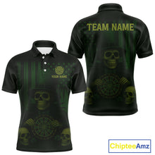 Load image into Gallery viewer, Custom Skull Shamrock Dartboard Patrick&#39;s Day Dart Polo Shirt For Men Patrick Dart Jersey NYN1359
