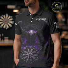 Load image into Gallery viewer, Black Smokes Eagle Chain Purple Grunge Dartboard Custom Men Darts Polo Shirt Dart Jerseys NYN1908