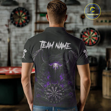 Load image into Gallery viewer, Black Smokes Eagle Chain Purple Grunge Dartboard Custom Men Darts Polo Shirt Dart Jerseys NYN1908