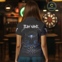Load image into Gallery viewer, Black Smokes Eagle Chain Blue Grunge Dartboard Custom Women Darts Polo Shirt Dart Jerseys NYN1909