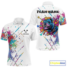Load image into Gallery viewer, Custom Red Grim Reaper Grunge Black Dart Polo Shirts For Men Skull Dart League Jerseys NYN2182