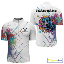 Load image into Gallery viewer, Custom Red Grim Reaper Grunge Black Dart Quarter-Zip Shirts For Men Skull Dart League Jerseys NYN2182