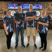 Load image into Gallery viewer, Black And Blue Flames Dartboard Women Darts Polo Shirts Custom Fire Flame Dart Team Jerseys NYN2445