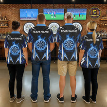 Load image into Gallery viewer, Black And Blue Flames Dartboard Women Darts Polo Shirts Custom Fire Flame Dart Team Jerseys NYN2445