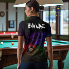 Load image into Gallery viewer, Horror Wolfs Colorful Flames Smoke Pool 8 Ball Women Billiard Shirt Custom Ball Billiard Team Attire NYN2664