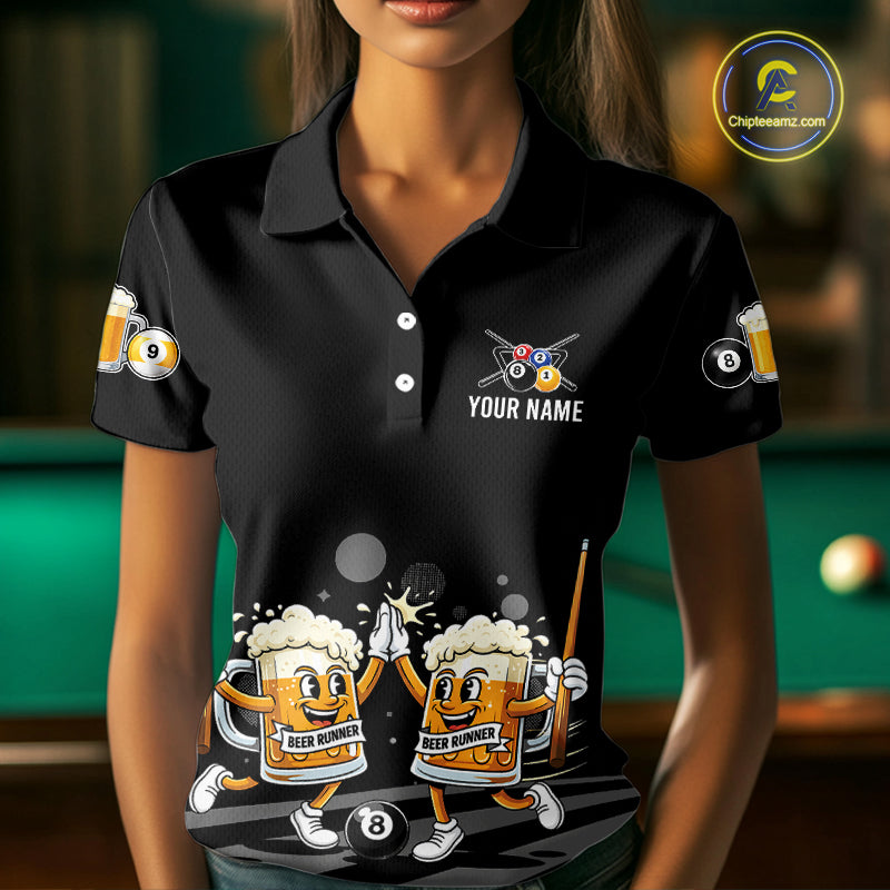 Funny Beer Couple Play Pool 8 Ball Women's Billiard Team Shirt Custom Billiard Polo & 1/4 Zip Attire NYN2666