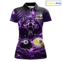 Load image into Gallery viewer, Custom Purple Horrors Wolf Smokes Pool 8 Ball &amp; 9 Ball Women's Billiard Team Shirt Billiard Attire NYN2669