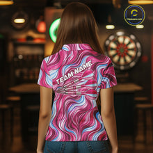 Load image into Gallery viewer, Custom Pink Blue Paint Dartboard &amp; Arrow Polo &amp; Quarter-Zip Shirt For Women Outfits Dart Jerseys NYN2825