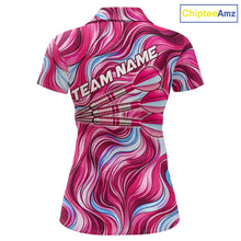 Load image into Gallery viewer, Custom Pink Blue Paint Dartboard &amp; Arrow Polo &amp; Quarter-Zip Shirt For Women Outfits Dart Jerseys NYN2825