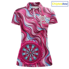 Load image into Gallery viewer, Custom Pink Blue Paint Dartboard &amp; Arrow Polo &amp; Quarter-Zip Shirt For Women Outfits Dart Jerseys NYN2825