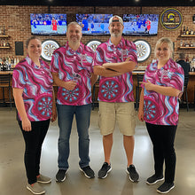 Load image into Gallery viewer, Custom Pink Blue Paint Dartboard &amp; Arrow Polo &amp; Quarter-Zip Shirt For Women Outfits Dart Jerseys NYN2825