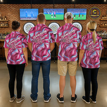 Load image into Gallery viewer, Custom Pink Blue Paint Dartboard &amp; Arrow Polo &amp; Quarter-Zip Shirt For Women Outfits Dart Jerseys NYN2825