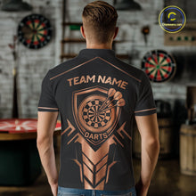 Load image into Gallery viewer, Black And Metallic Copper Darts Polo &amp; 1/4-Zip Shirt For Men Custom Outfits Team Darts Jersey NYN3040