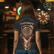 Load image into Gallery viewer, Black And Metallic Copper Darts Polo &amp; 1/4-Zip Shirt For Women Custom Outfits Team Darts Jersey NYN3040