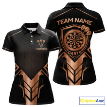 Load image into Gallery viewer, Black And Metallic Copper Darts Polo &amp; 1/4-Zip Shirt For Women Custom Outfits Team Darts Jersey NYN3040