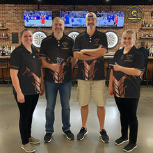 Load image into Gallery viewer, Black And Metallic Copper Darts Polo &amp; 1/4-Zip Shirt For Women Custom Outfits Team Darts Jersey NYN3040