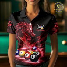 Load image into Gallery viewer, Red Funny Dragon Thunder Ball Pool Billiard Team Shirt For Women Custom Billiards Ball Attire NYN3041
