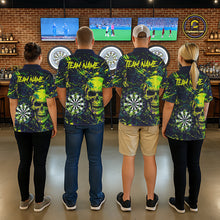 Load image into Gallery viewer, Grunge Blue Green Strike Horror Skull Womens Darts Shirt Personalized Splatter Dart Team Jerseys NYN3202