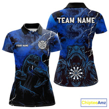 Load image into Gallery viewer, Personalized Blue Smoking Funny Dinosaurs Womens Darts Shirt Custom Grunge Outfits Dart Jerseys NYN3204