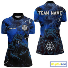 Load image into Gallery viewer, Personalized Blue Smoking Funny Dinosaurs Womens Darts Shirt Custom Grunge Outfits Dart Jerseys NYN3204