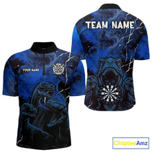 Load image into Gallery viewer, Personalized Blue Smoking Funny Dinosaurs Mens Darts Shirt Custom Grunge Outfits Dart Jerseys NYN3204