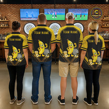 Load image into Gallery viewer, Funny Banana Mascot Black And Yellow Darts Jersey For Women Custom Polo &amp; 1/4 Zip Darts Team Shirts NYN3206