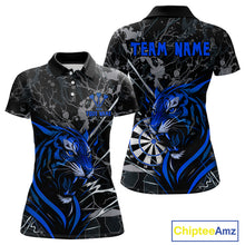 Load image into Gallery viewer, Women&#39;s Polo Dart Shirt Blue Fierce Tiger Dartboard Personalized Darts Jerseys Outfits NYN1016
