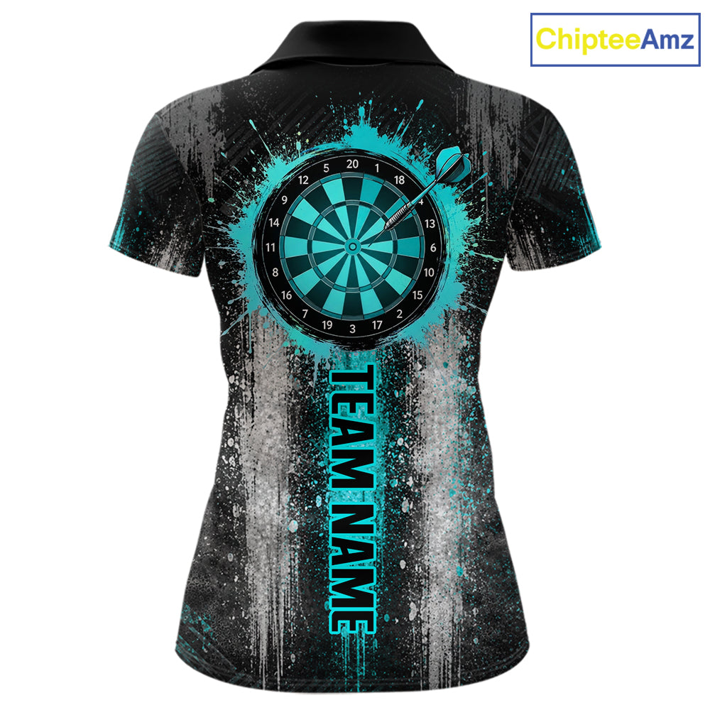 White And Teal Splatter Dart Shirt For Women Personalized Splash Dart Team Outfits Jerseys NYN4063