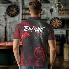 Load image into Gallery viewer, Custom Red Flaming Dartboard Grim Reaper Dart Men Polo Shirt Dart Team Jerseys NYN1640