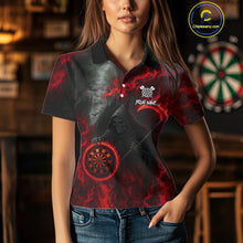 Load image into Gallery viewer, Custom Red Flaming Dartboard Grim Reaper Dart Women Polo Shirt Dart Team Jerseys NYN1640