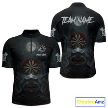 Load image into Gallery viewer, Black And Red Gothic Shark Dartboard Custom Men Darts Quarter-Zip Shirt Shark Dart Jerseys NYN1921