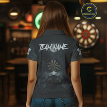 Load image into Gallery viewer, Black And Purple Gothic Shark Dartboard Custom Women Darts Polo Shirt Shark Dart Jerseys NYN1923