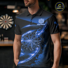 Load image into Gallery viewer, Thunder Blue Dartboard Mens Dart Polo &amp; 1/4-Zip Shirt Custom Name Splatter Dart Jersey For Darters NYN3208