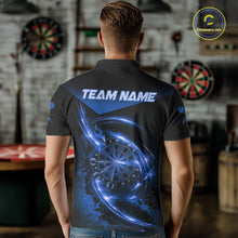 Load image into Gallery viewer, Thunder Blue Dartboard Mens Dart Polo &amp; 1/4-Zip Shirt Custom Name Splatter Dart Jersey For Darters NYN3208