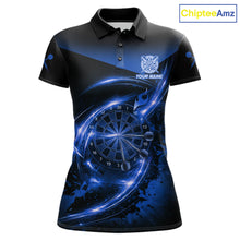 Load image into Gallery viewer, Thunder Blue Dartboard Women Dart Polo &amp; 1/4-Zip Shirt Custom Name Splatter Dart Jersey For Darters NYN3208