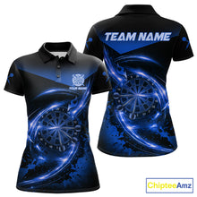 Load image into Gallery viewer, Thunder Blue Dartboard Women Dart Polo &amp; 1/4-Zip Shirt Custom Name Splatter Dart Jersey For Darters NYN3208
